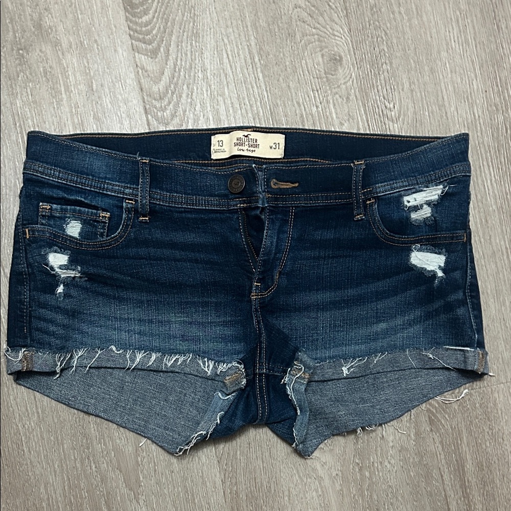 Hollister Dark Wash Distressed Jean Shorts